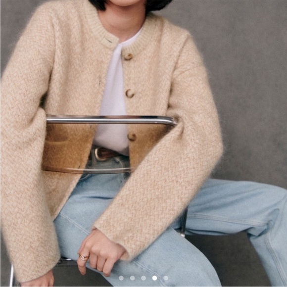 Sezane Teo Jacket in Mottled Beige Cardigan - Picture 11 of 11